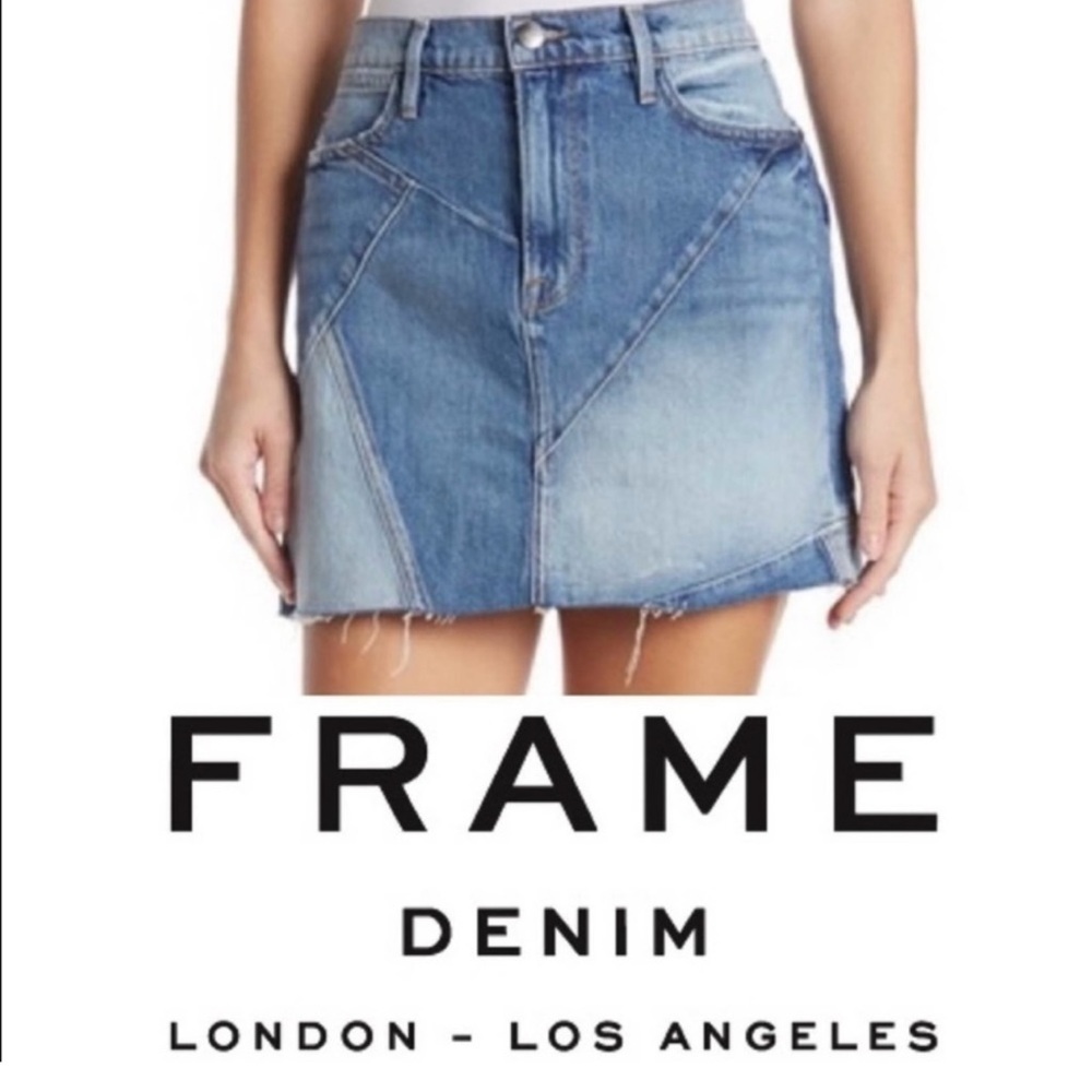 FRAME DENIM LE MINI SKIRT | MIXED DENIM IVES SIZE 30 - Picture 2 of 7